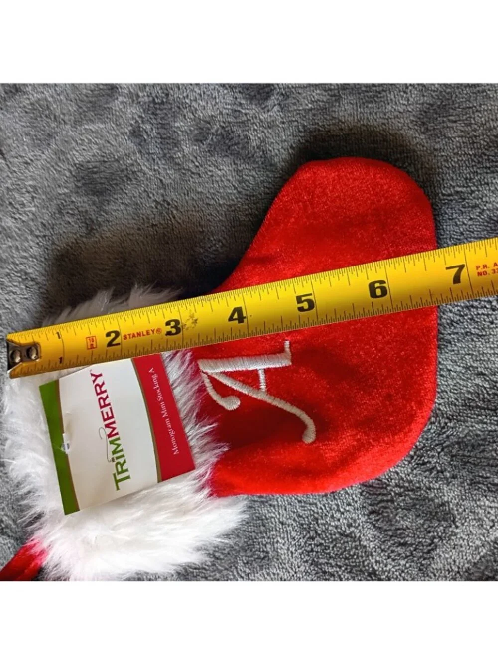 Christmas Stocking Red Velvet Monogram Letter A